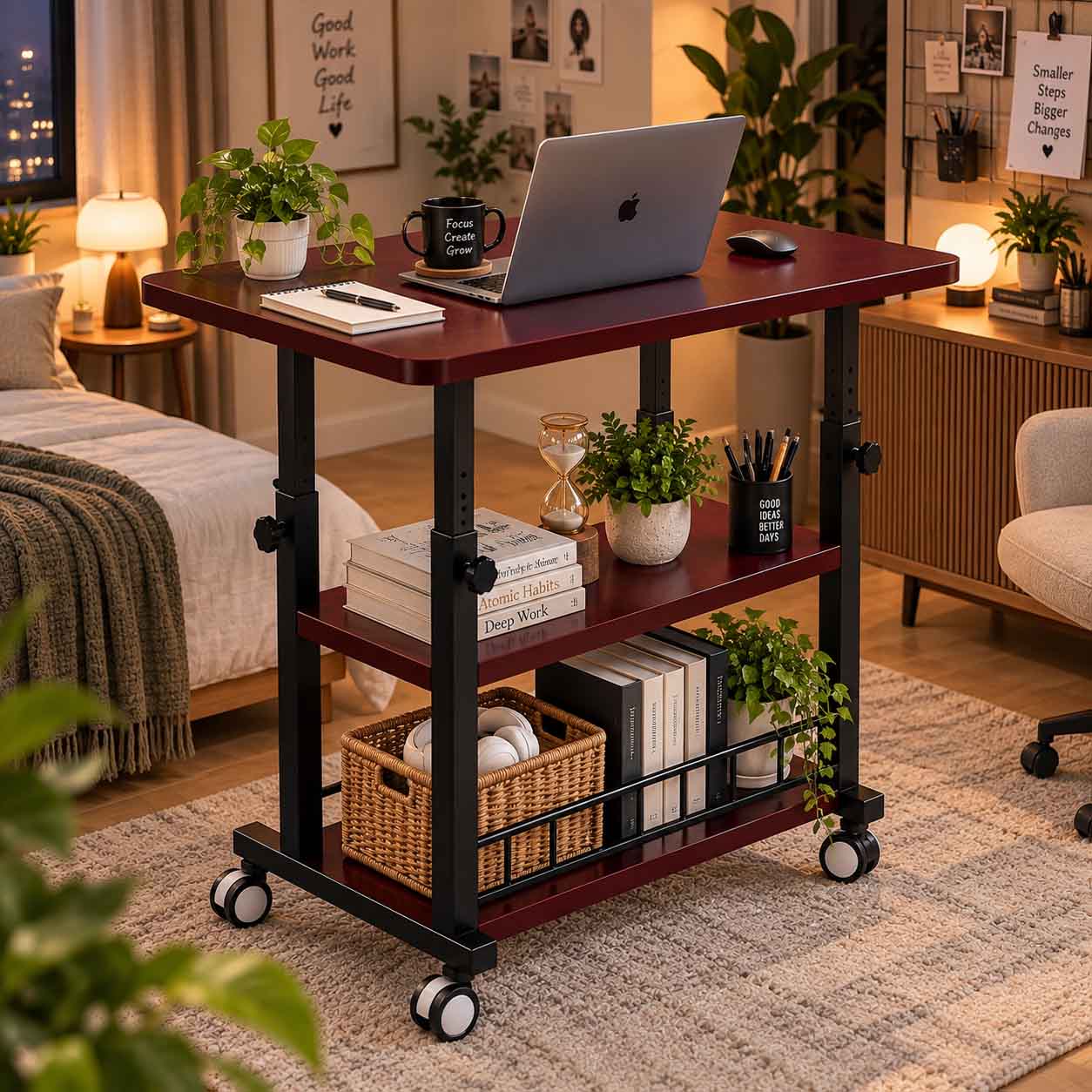 Premium 26 × 18 Inch Tripple Layer Table - Brown